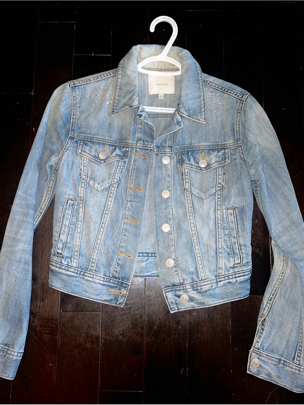 Aritzia Talula Denim Jacket with Crystal Details